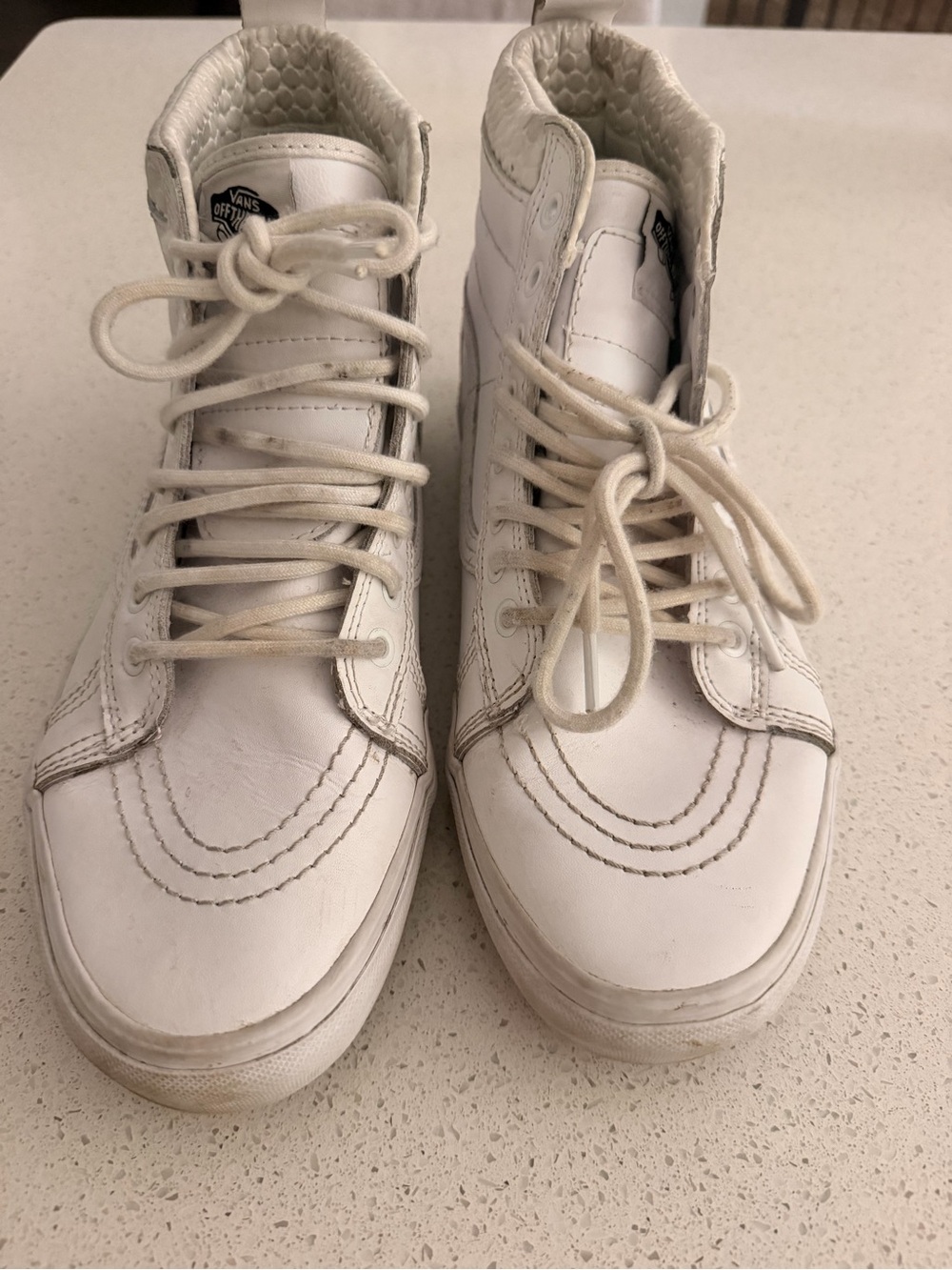 Vans Sk8-Hi White Leather High Top Sneakers Men’s 9.5 Women’s 11